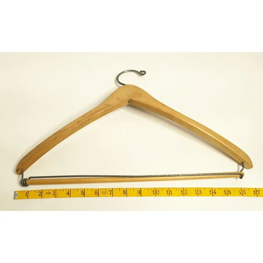 4 Vintage Wooden Hangers with bar for pants metal hooks Mixed lot